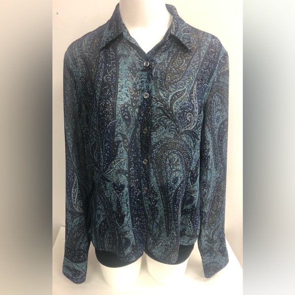 SLOAN SHEER LONG SLEEVE BUTTONS DOWN BLOUSE IN SIZE 16 IN LONG SLEEVES - Picture 2 of 11